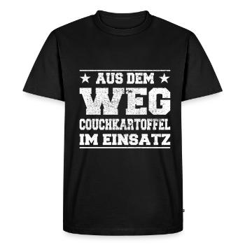 Hors du chemin Couch Potato en utilisation Design - T-shirt Premium bio Homme - noir - Devant - Nico (187cm)