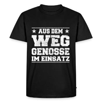 Conception d’un camarade en action à l’écart - T-shirt Premium bio Homme - noir - Devant - Nico (187cm)