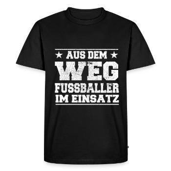 Out of the Way Footballers in Action Design - Men's Premium Organic T-Shirt - black - Front - Nico (187cm)