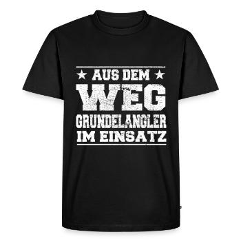 Grundelangler en cours d’utilisation Design - T-shirt Premium bio Homme - noir - Devant - Nico (187cm)