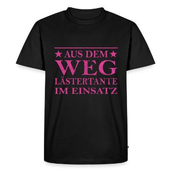 Out of the Way Blasphemy Aunt in Action Design - Men's Premium Organic T-Shirt - black - Front - Nico (187cm)