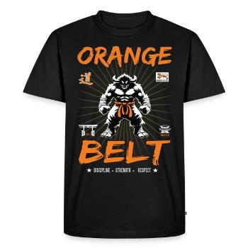 Orange Belt in Martial Arts Design - Orange Belt - Men's Premium Organic T-Shirt - black - Front - Nico (187cm)