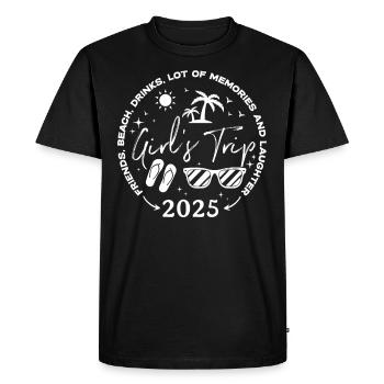 Voyage des filles qui rient à la plage des amis 2025 - T-shirt Premium bio Homme - noir - Devant - Nico (187cm)