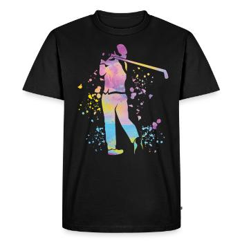 Golfer Colorsplash Kids Miniature Golf - Men's Premium Organic T-Shirt - black - Front - Nico (187cm)