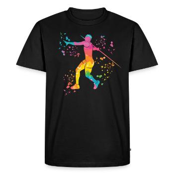 Lancer de javelot Colorsplash Lancer de javelot - T-shirt Premium bio Homme - noir - Devant - Nico (187cm)