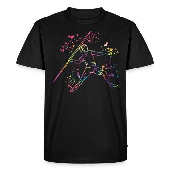 Lancer de javelot Colorsplash Lancer de javelot - T-shirt Premium bio Homme - noir - Devant - Nico (187cm)