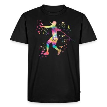 Lancer de javelot Colorsplash Lancer de javelot - T-shirt Premium bio Homme - noir - Devant - Nico (187cm)