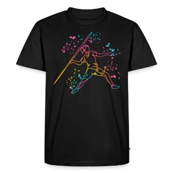 Lancer de javelot Colorsplash Lancer de javelot - T-shirt Premium bio Homme - noir - Devant - Nico (187cm)