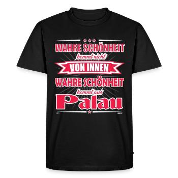La vraie beauté vient de Palau Design - T-shirt Premium bio Homme - noir - Devant - Nico (187cm)
