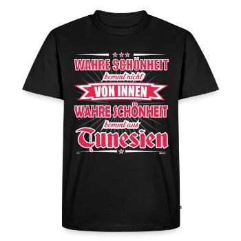 La vraie beauté vient du design tunisien - T-shirt Premium bio Homme - noir - Devant - Nico (187cm)