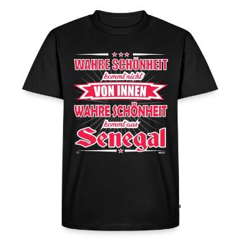 La vraie beauté vient du design sénégalais - T-shirt Premium bio Homme - noir - Devant - Nico (187cm)