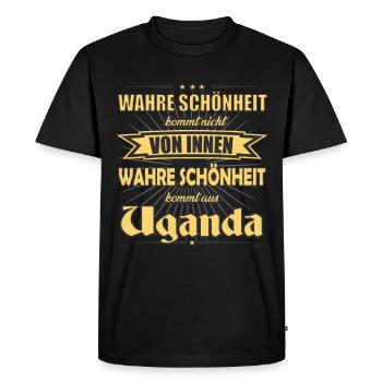 La vraie beauté vient de l’Ouganda Design - T-shirt Premium bio Homme - noir - Devant - Nico (187cm)
