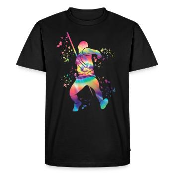 Lancer de javelot Colorsplash Lancer de javelot - T-shirt Premium bio Homme - noir - Devant - Nico (187cm)