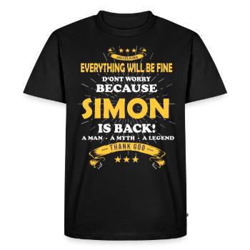 Tout ira bien Simon est de retour - T-shirt Premium bio Homme - noir - Devant - Nico (187cm)
