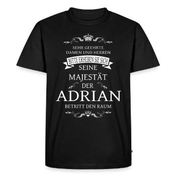 Sa Majesté l’Adrien entre dans la pièce - T-shirt Premium bio Homme - noir - Devant - Nico (187cm)