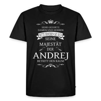 Sa Majesté Andrej entre dans la pièce - T-shirt Premium bio Homme - noir - Devant - Nico (187cm)