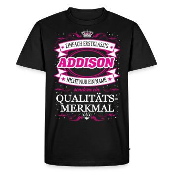 Quality feature Addison simply first-class - Men's Premium Organic T-Shirt - black - Front - Nico (187cm)