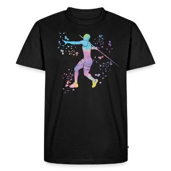 Lancer de javelot Colorsplash Lancer de javelot - T-shirt Premium bio Homme - noir - Devant - Nico (187cm)