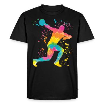 Lanceur de disque Lancer de disque Colorsplash - T-shirt Premium bio Homme - noir - Devant - Nico (187cm)