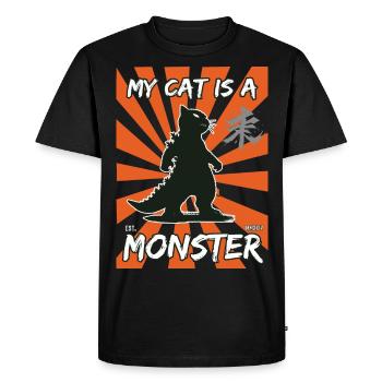 Conception amusante de chat : Mon chat est un monstre - T-shirt Premium bio Homme - noir - Devant - Nico (187cm)