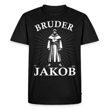 Brother Jakob Design with the monk from the Kinderli - Men's Premium Organic T-Shirt - black - Front - Nico (187cm)