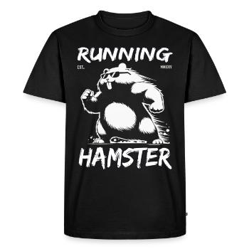 Design amusant de hamster courant : toujours en mouvement - T-shirt Premium bio Homme - noir - Devant - Nico (187cm)