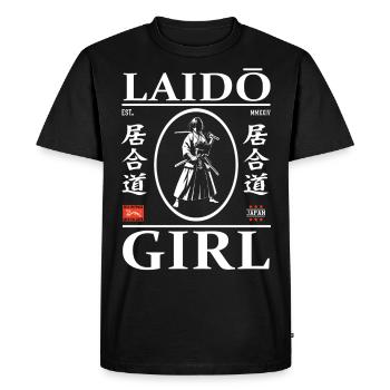Conception de fille Iaido avec Kanji – Combat à l’épée et Ele - T-shirt Premium bio Homme - noir - Devant - Nico (187cm)