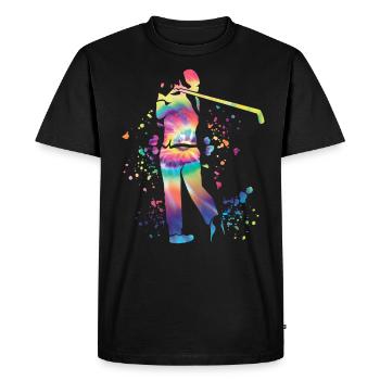 Golfer Colorsplash Kids Miniature Golf - Men's Premium Organic T-Shirt - black - Front - Nico (187cm)