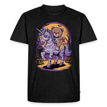 Halloween Teddy Bear Unicorn - Men's Premium Organic T-Shirt - black - Front - Nico (187cm)