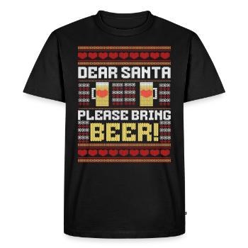Cher Père Noël, s’il vous plaît, apportez de la bière, Ugly Christmas Sweate - T-shirt Premium bio Homme - noir - Devant - Nico (187cm)