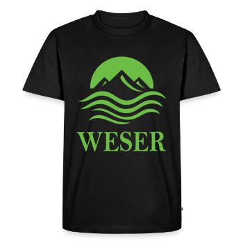 Weser – Conception de la rivière Majestic - T-shirt Premium bio Homme - noir - Devant - Nico (187cm)