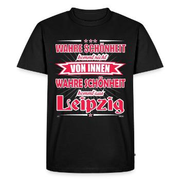 La vraie beauté vient de Leipzig Design - T-shirt Premium bio Homme - noir - Devant - Nico (187cm)