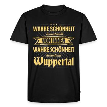 La vraie beauté vient de Wuppertal Design - T-shirt Premium bio Homme - noir - Devant - Nico (187cm)