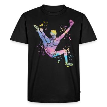 Boulderer Colorsplash Boulder Bouldering - Men's Premium Organic T-Shirt - black - Front - Nico (187cm)