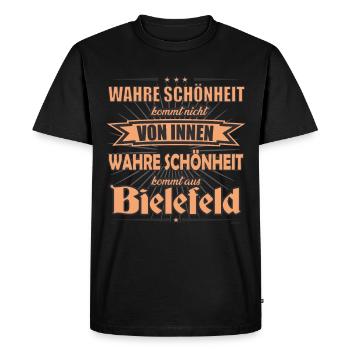 La vraie beauté vient de Bielefeld Design - T-shirt Premium bio Homme - noir - Devant - Nico (187cm)