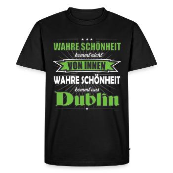 La vraie beauté vient du design de Dublin - T-shirt Premium bio Homme - noir - Devant - Nico (187cm)