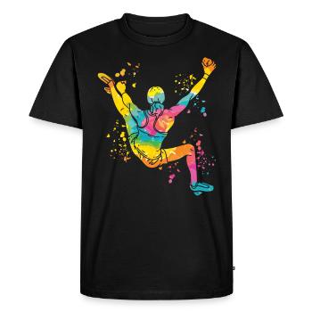 Boulderer Colorsplash Boulder Bouldering - Men's Premium Organic T-Shirt - black - Front - Nico (187cm)