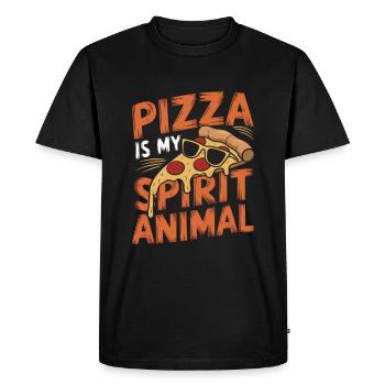 Drôle de pizza disant amateur de pizza - T-shirt Premium bio Homme - noir - Devant - Nico (187cm)