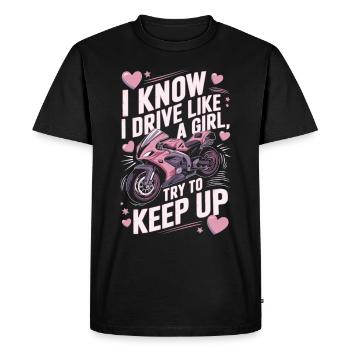 Moto de course drôle de dicton femmes - T-shirt Premium bio Homme - noir - Devant - Nico (187cm)