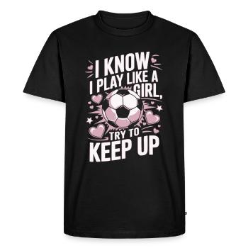 Filles Football Drôle Dicton Football Féminin - T-shirt Premium bio Homme - noir - Devant - Nico (187cm)