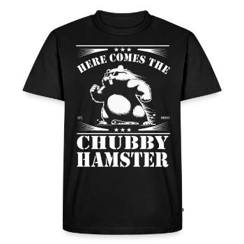 Voici le gros hamster – drôle de rongeur - T-shirt Premium bio Homme - noir - Devant - Nico (187cm)