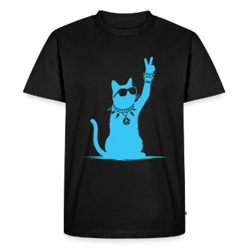 Blue Rocker Cat - Drôle de musique rock Cat Design - T-shirt Premium bio Homme - noir - Devant - Nico (187cm)