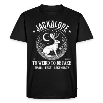 Jackalope Design - Le Lapin Mystique - T-shirt Premium bio Homme - noir - Devant - Nico (187cm)