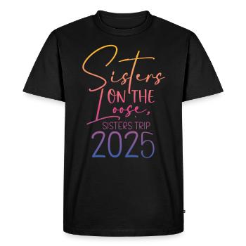 Voyage des sœurs en fuite 2025 - T-shirt Premium bio Homme - noir - Devant - Nico (187cm)