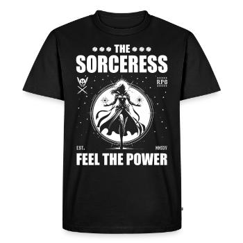 La Sorcière – Ressentez le pouvoir – Magician Design - T-shirt Premium bio Homme - noir - Devant - Nico (187cm)
