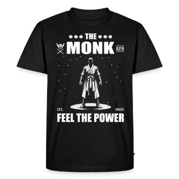 Le moine de jeu de rôle – Ressentez la puissance - T-shirt Premium bio Homme - noir - Devant - Nico (187cm)