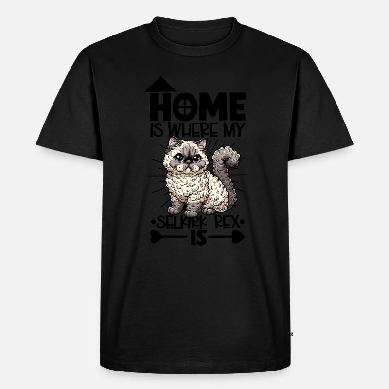 Zuhause - Selkirk Rex - Männer Premium Bio T-Shirt - Schwarz