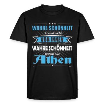 La vraie beauté vient d’Athens Design - T-shirt Premium bio Homme - noir - Devant - Nico (187cm)