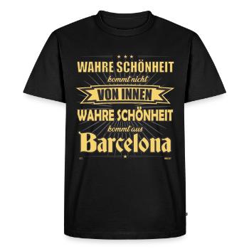 La vraie beauté vient du design de Barcelone - T-shirt Premium bio Homme - noir - Devant - Nico (187cm)