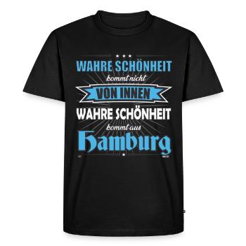 La vraie beauté vient de Hamburg Design - T-shirt Premium bio Homme - noir - Devant - Nico (187cm)